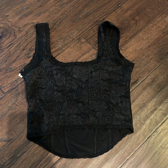 Victorias Secret PINK NWT Black Lacy Corset Brakette top Medium - Picture 5 of 5
